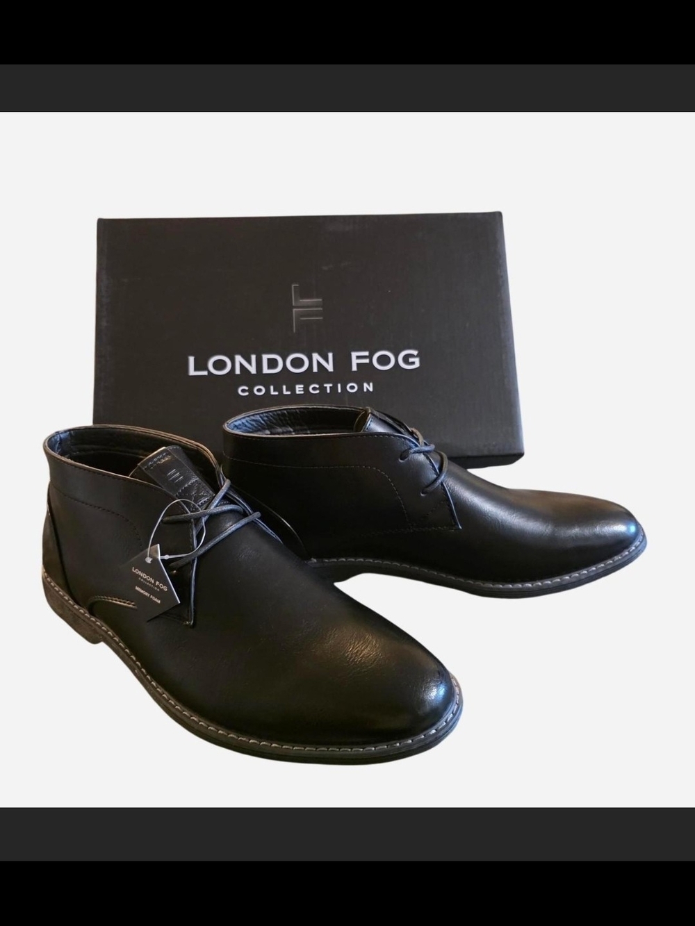 London Fog Men's Black Leather Chukka Boots